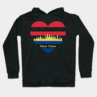 NYC City Skyline cityscape Heart Shape Bird Flying New York Hoodie